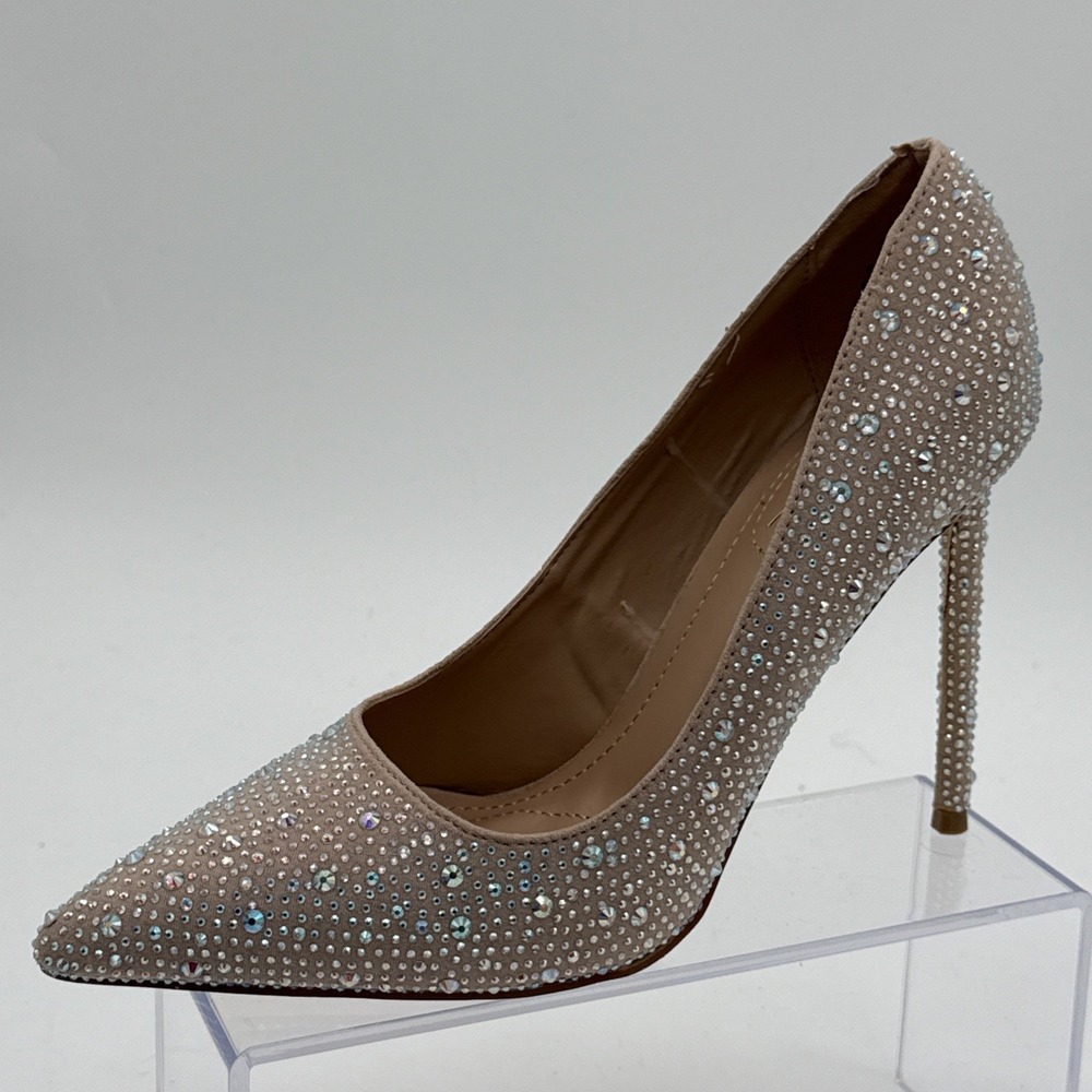 Anne Michelle Divine Follie Stiletto 10 Beige, Rhinestones Bride Bridesmaid Prom